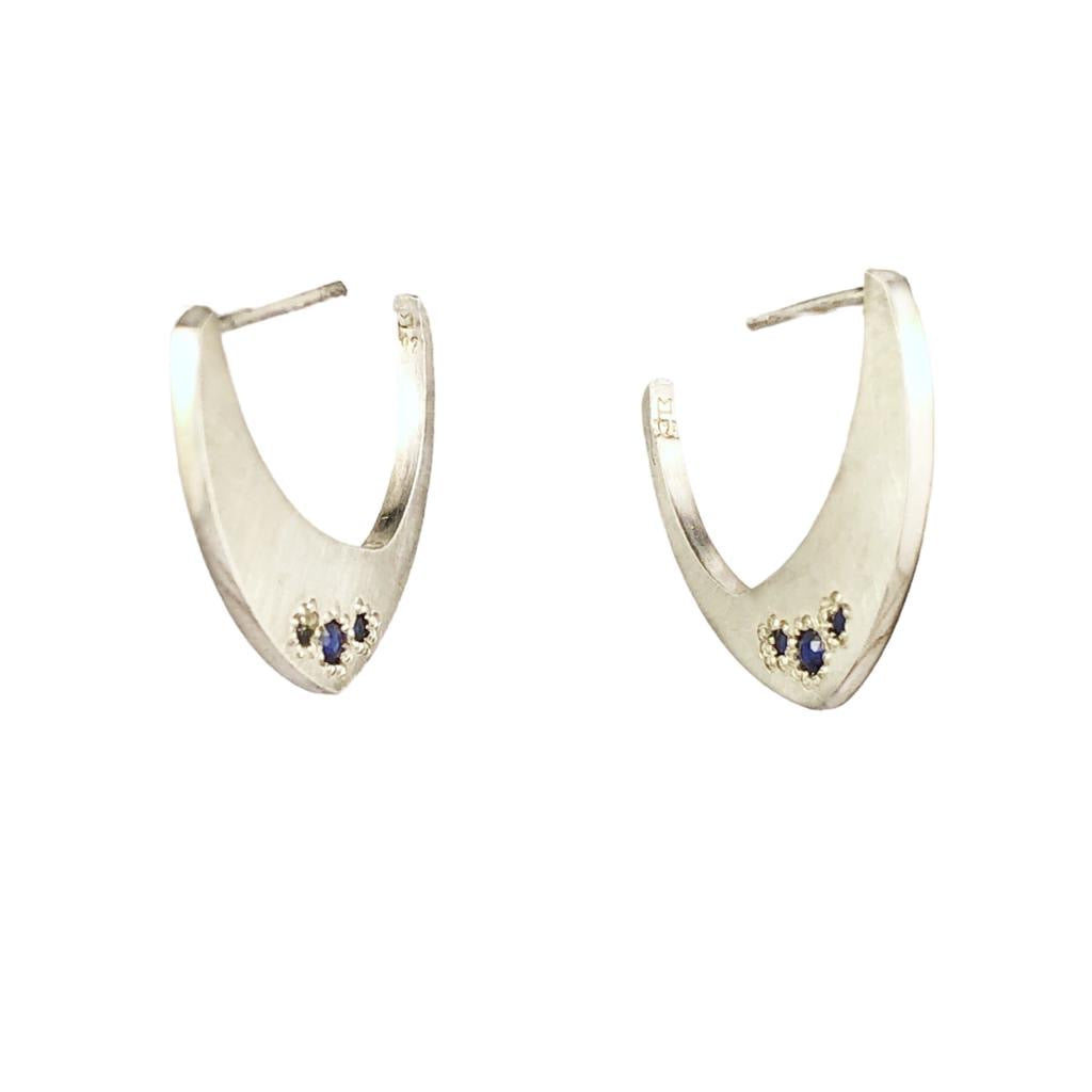 Iota Large Hoops Blue Sapphires - Erin Pearce