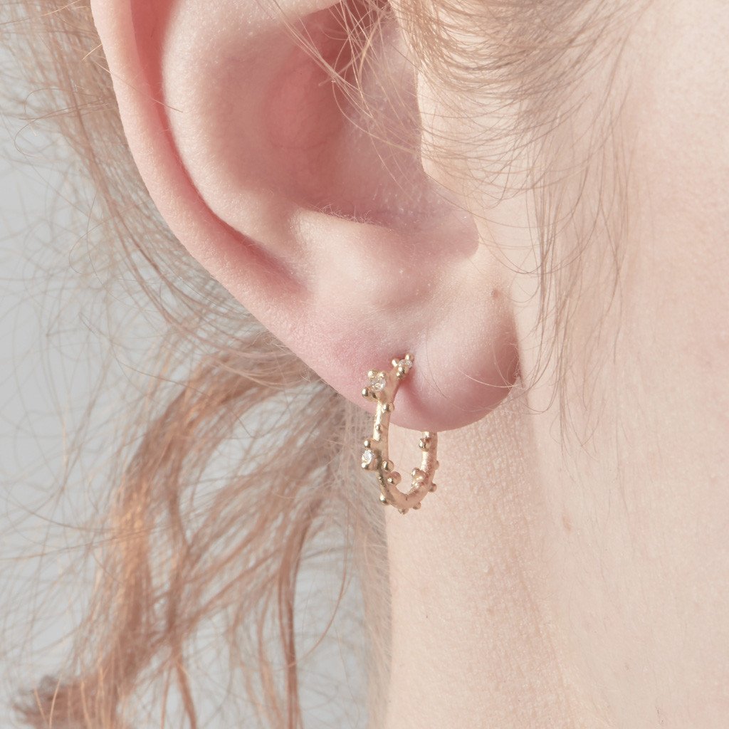 Diamond Encrusted Gold Hoops - Ruth Tomlinson
