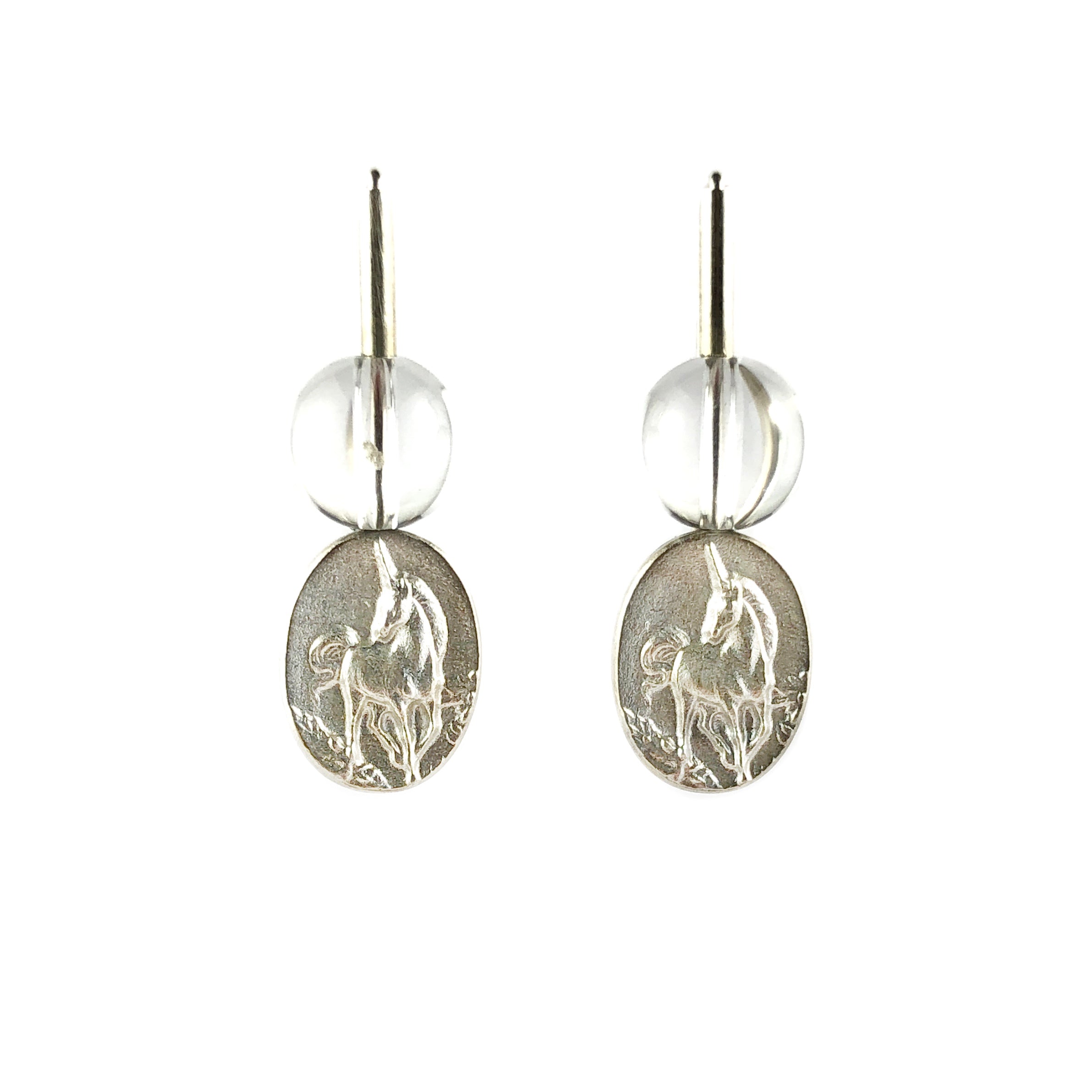 Unicorn and Quartz Silver Earrings - Ari Athans