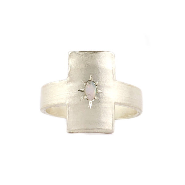 Rectangle Silver Opal Signet Ring - Nina Baker