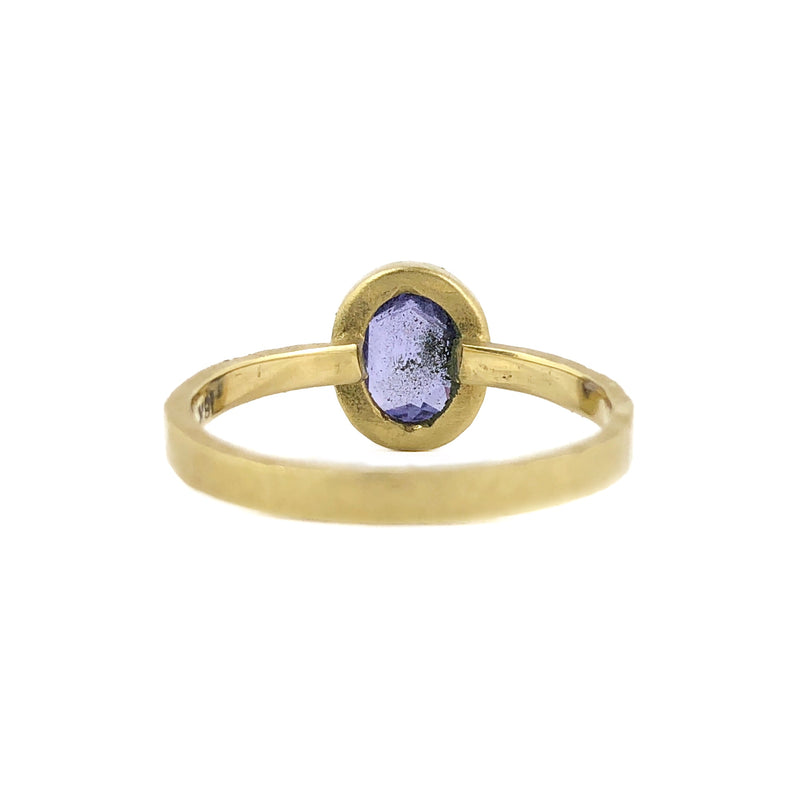 Hewn Oval Blue Sapphire Pave Ring - Jennifer Dawes
