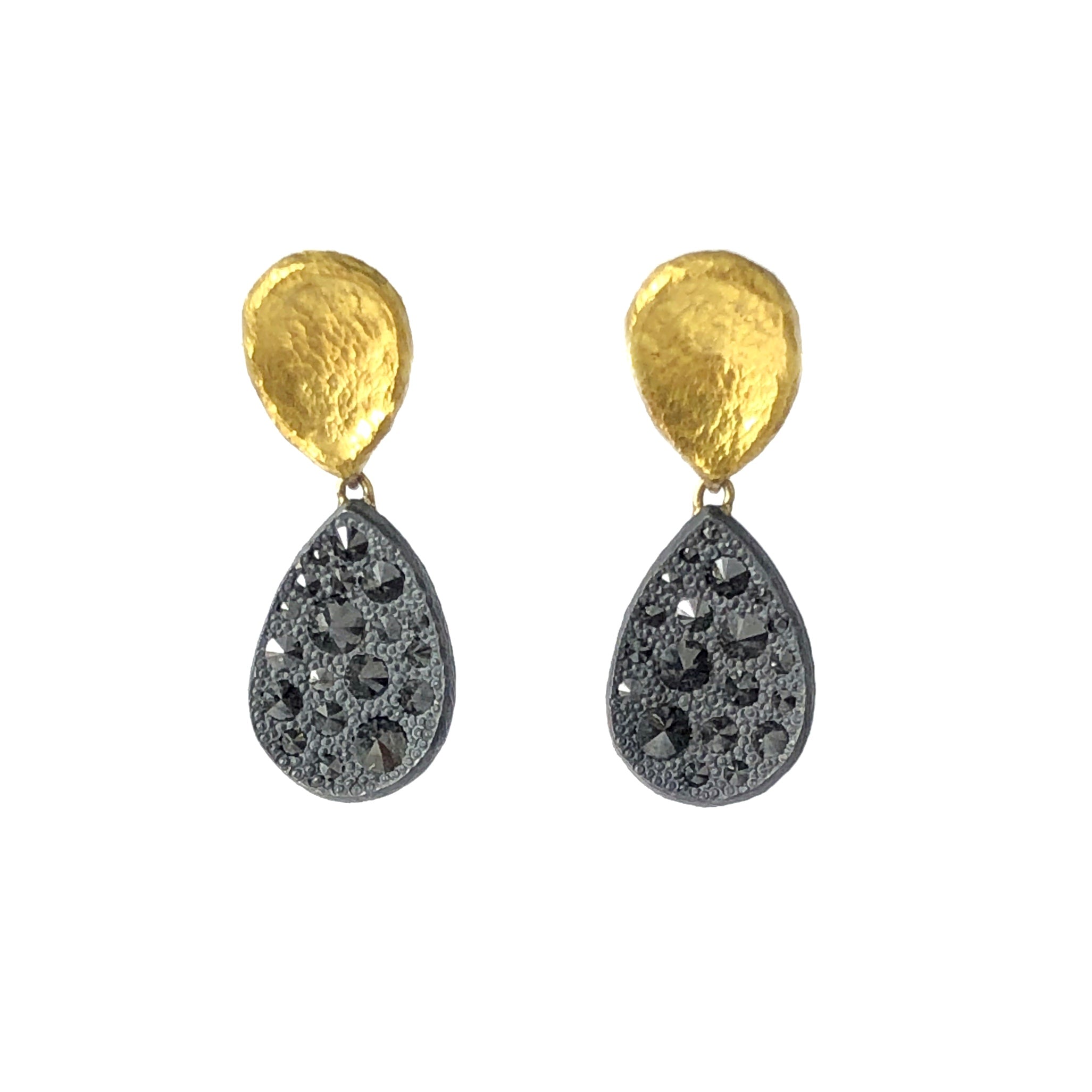 Black Diamond Tear Drop Studs - Tap by Todd Pownell