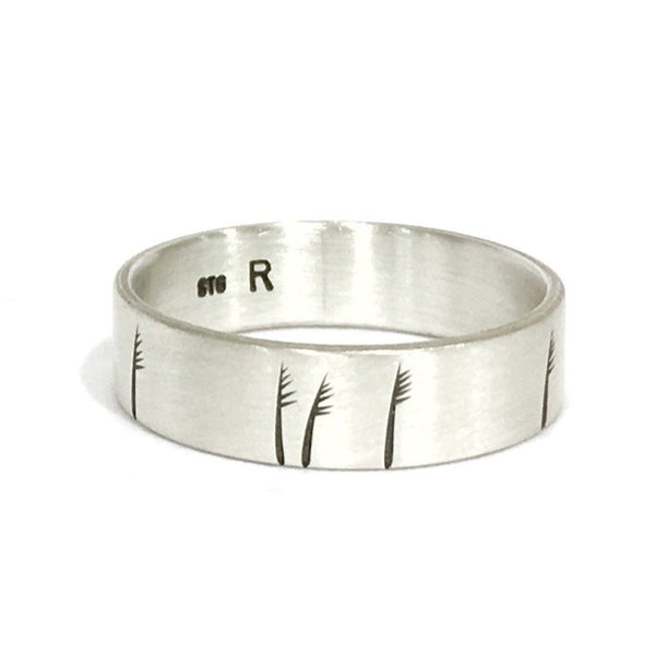 Silver Etched Grass Ring - Ash Hilton