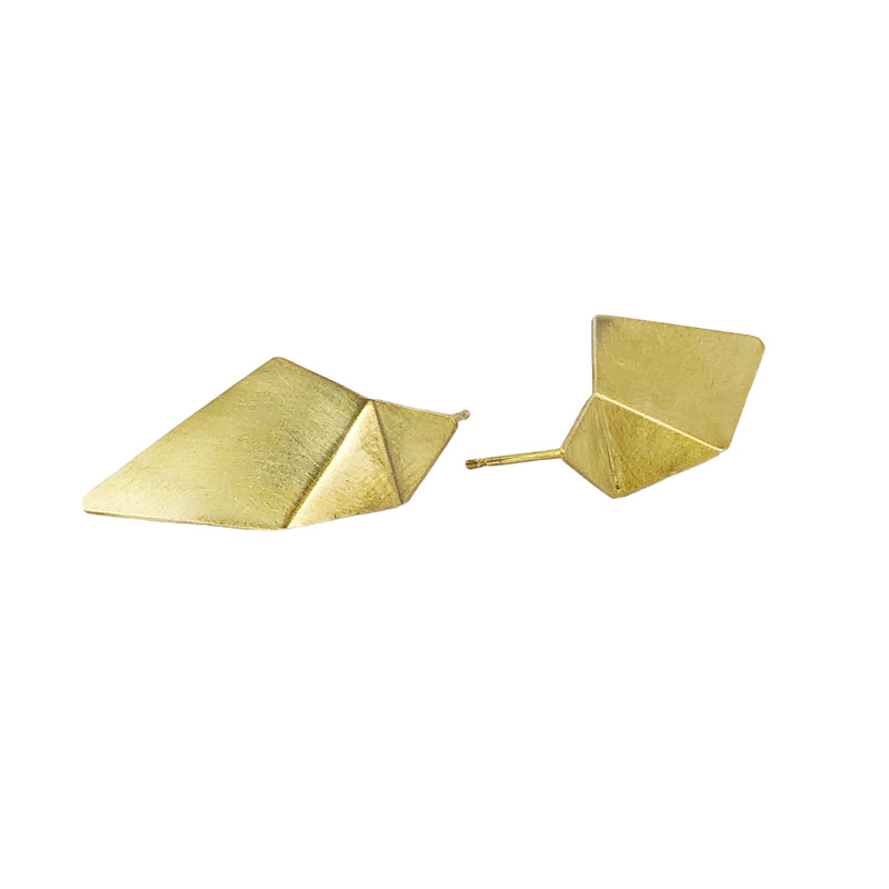 Triangle Fold Gold Plated Studs - Ananda Ungphakorn