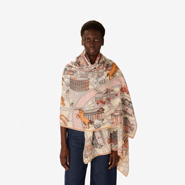 Rome Cotton & Silk Scarf in Powder - Inoui Editions