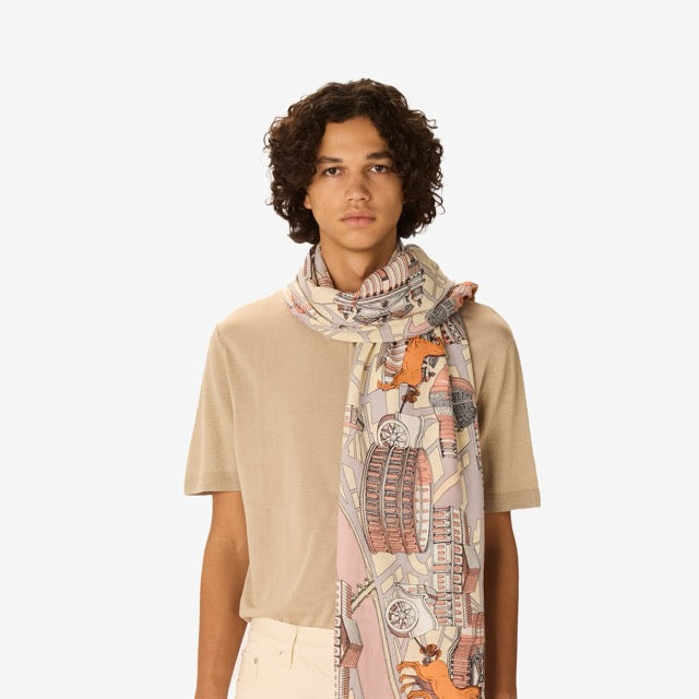 Rome Cotton & Silk Scarf in Powder - Inoui Editions