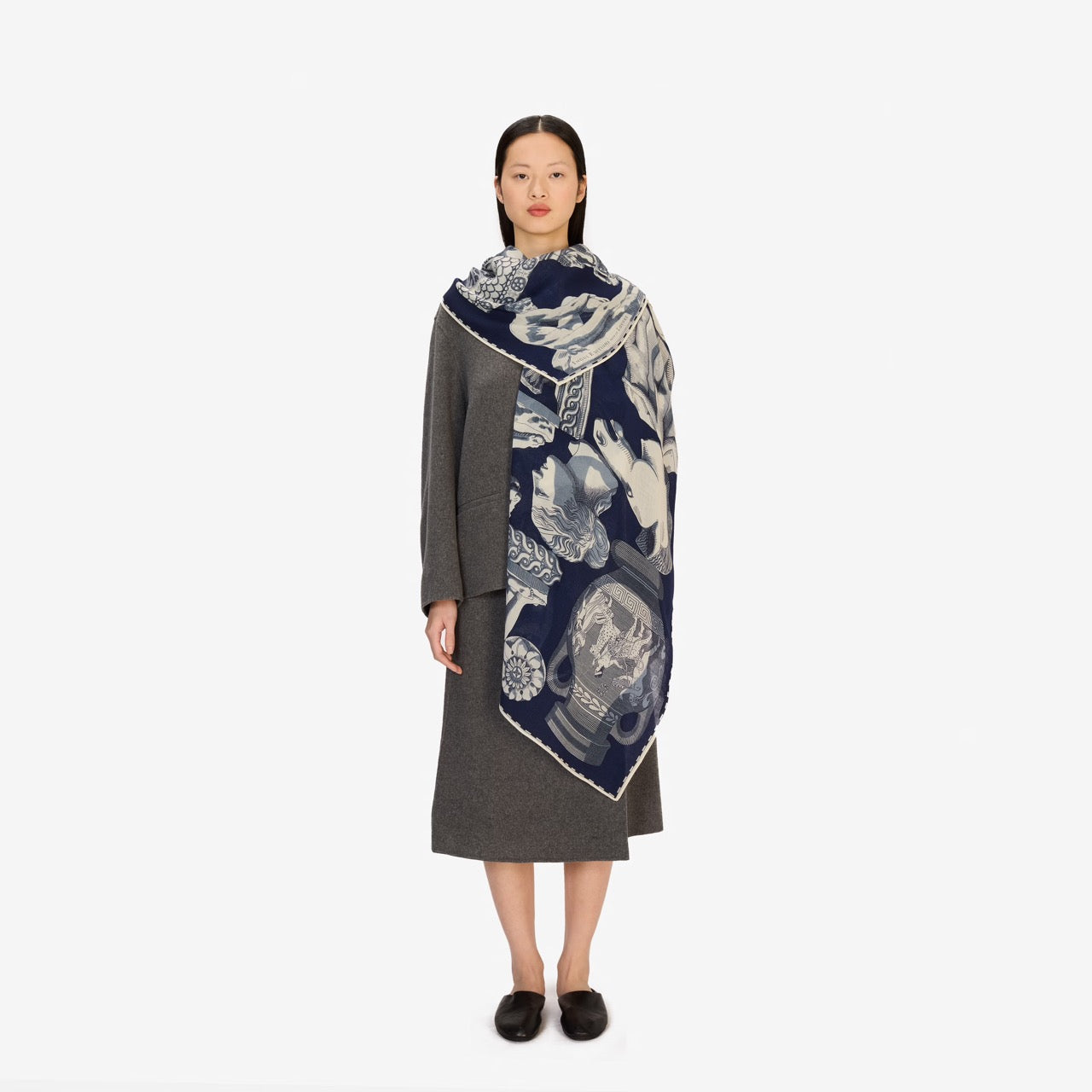 Archives Wool Scarf in Navy - Inoui Editions