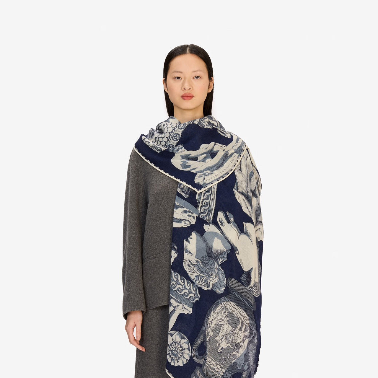 Archives Wool Scarf in Navy - Inoui Editions