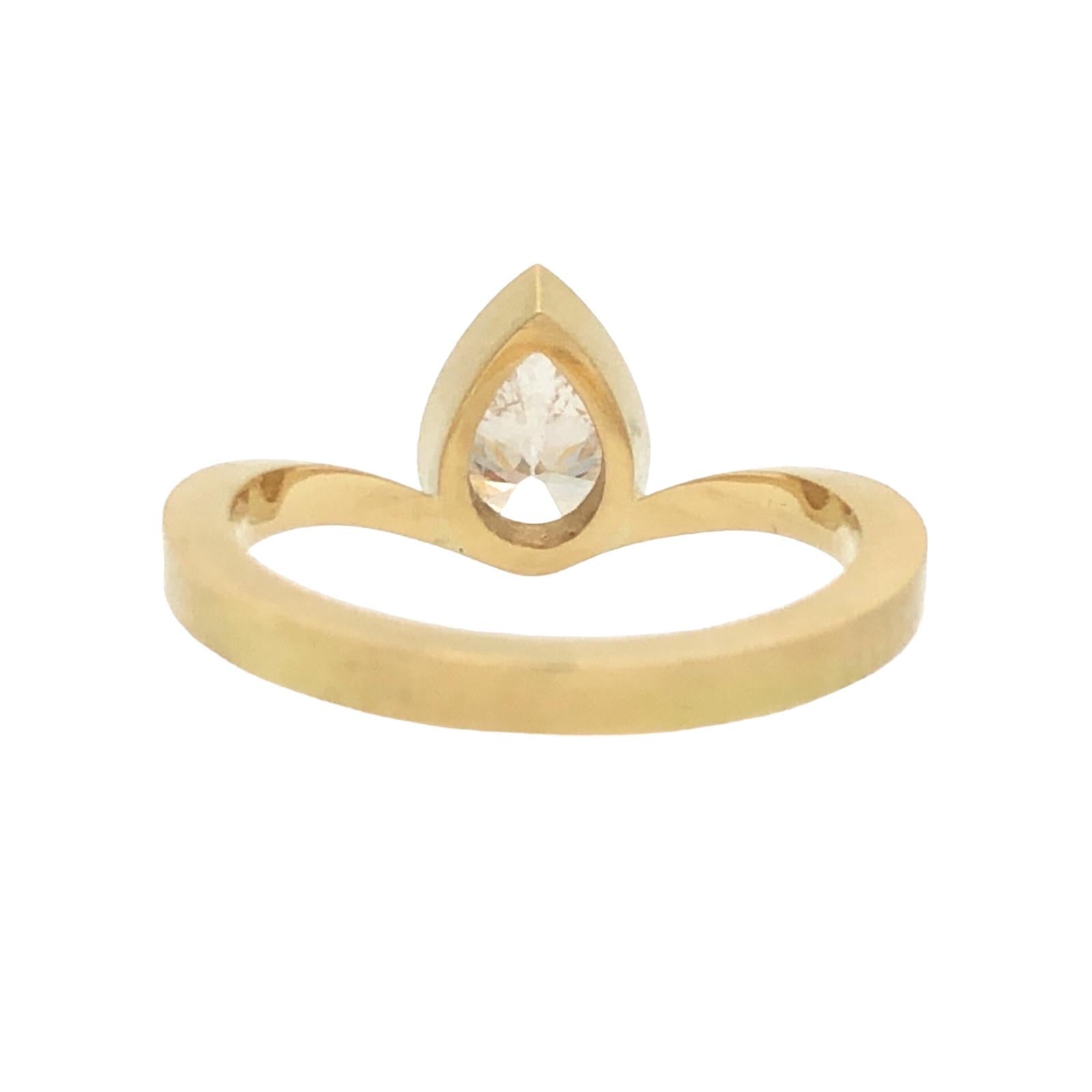 Hathor Ring with Pear Diamond & 18ct Yellow Gold - Aislinn Neave