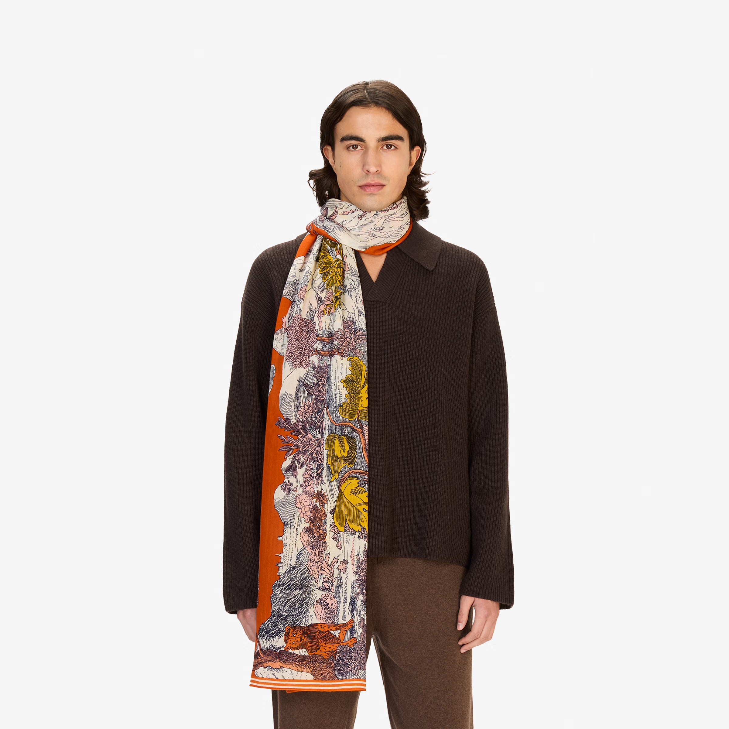 Histoire Wool Scarf in Orange - Inoui Editions