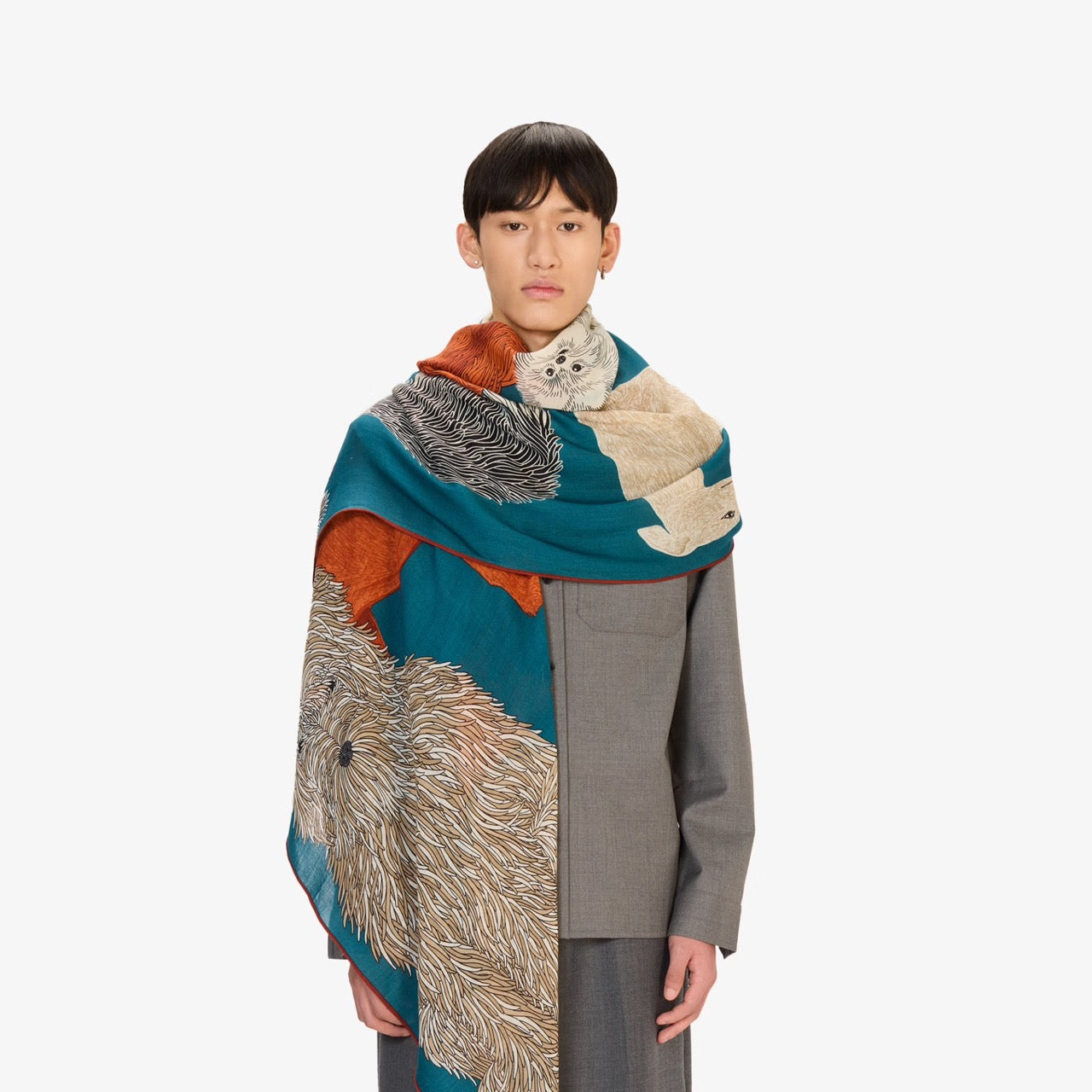 Toutou Wool Scarf in Duck Blue - Inoui Editions