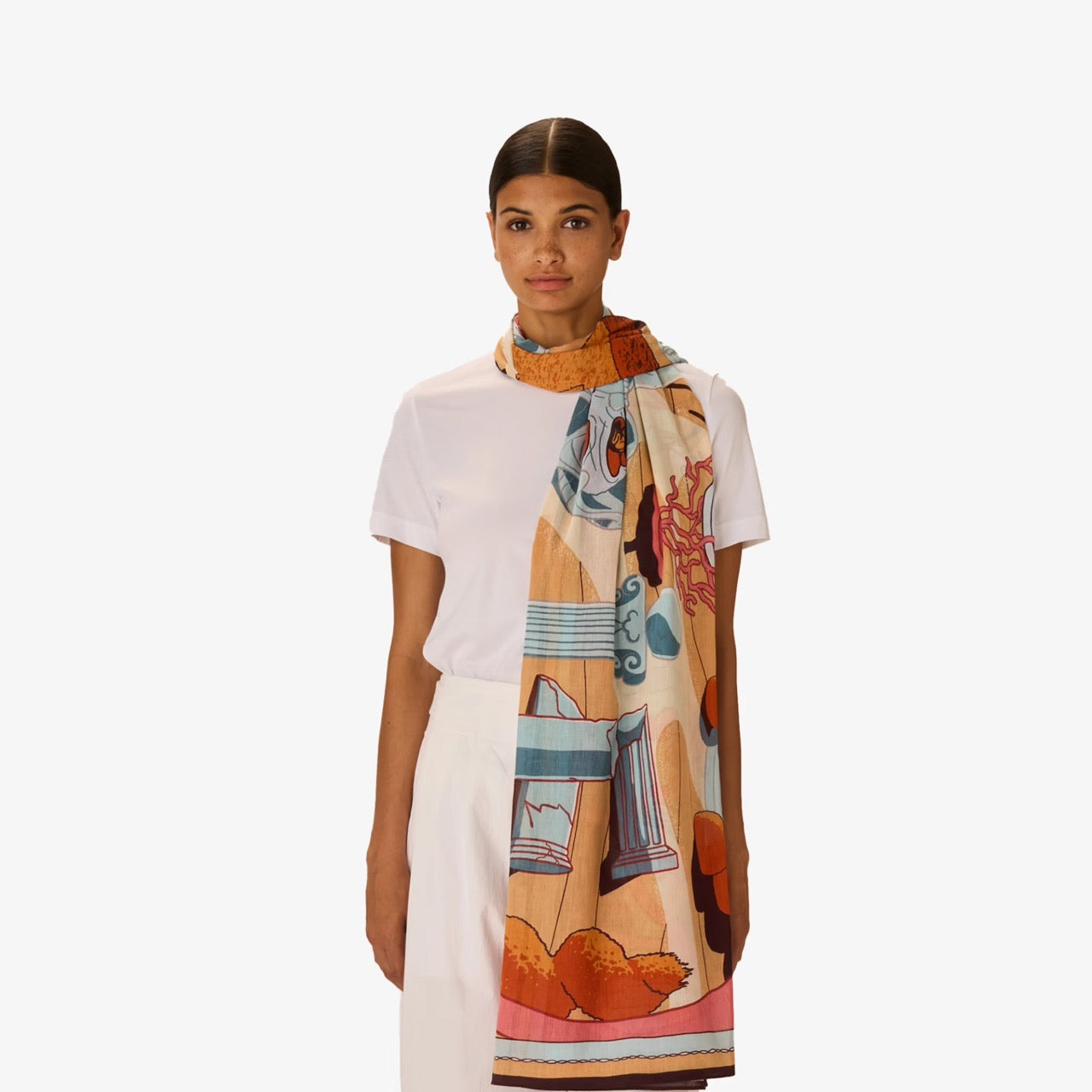 Jardin Scarf in Coral - Inoui Editions