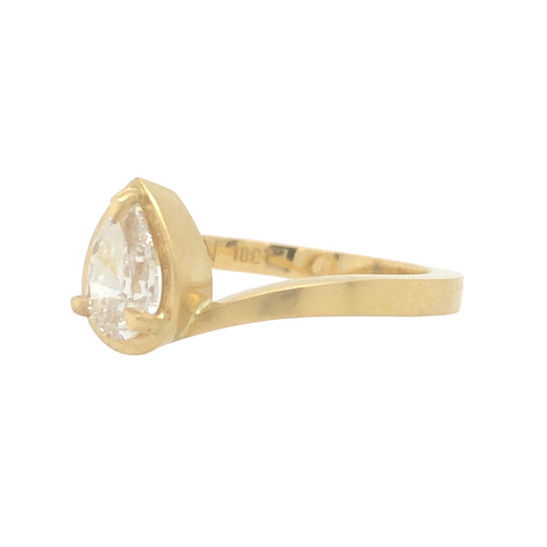 Hathor Ring with Pear Diamond & 18ct Yellow Gold - Aislinn Neave