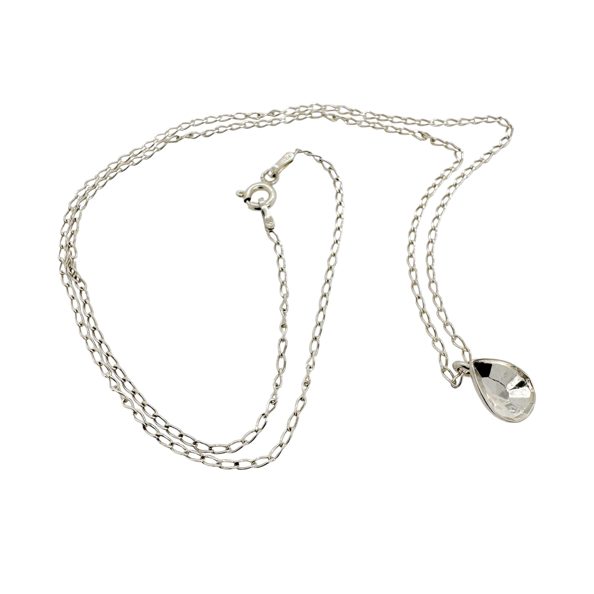 Teardrop Impression Silver Necklace - Louise Fischer