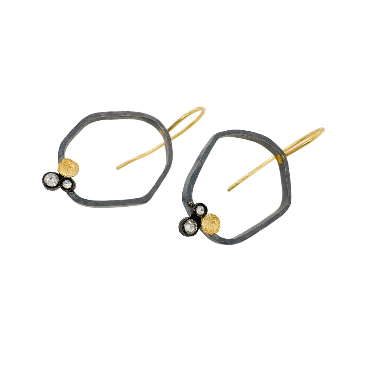 Irregular Circle and Diamond Earrings - Tap by Todd Pownell