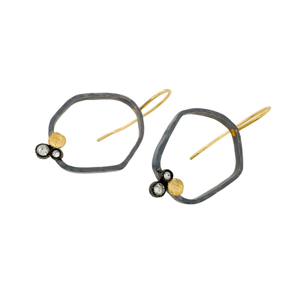 Irregular Circle and Diamond Earrings - Tap by Todd Pownell
