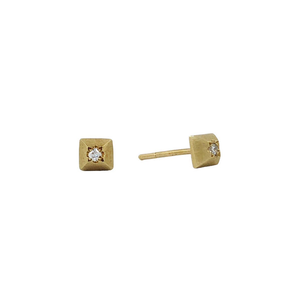 Micro Diamond Yellow Gold Stud Earrings - Emma Jane Donald