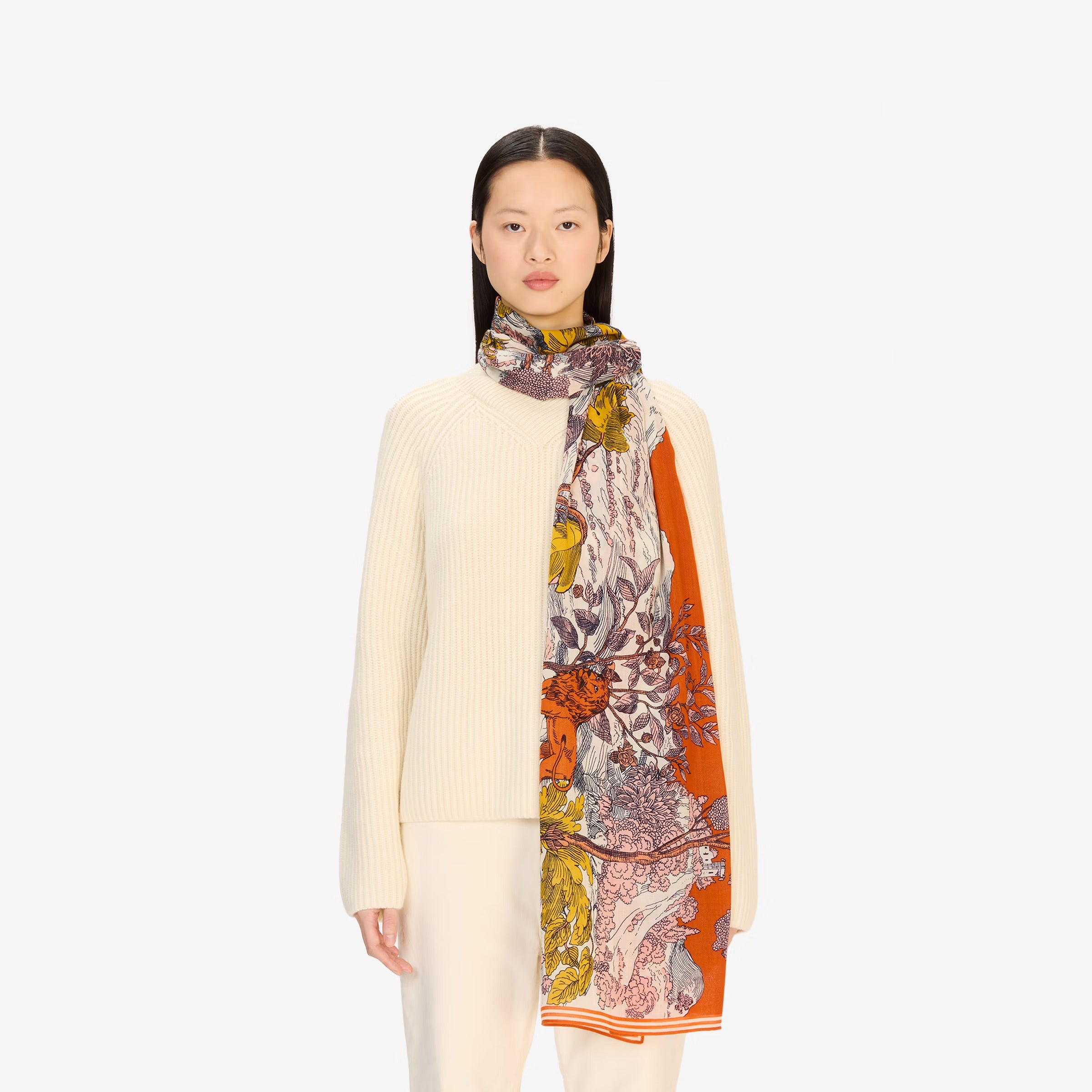 Histoire Wool Scarf in Orange - Inoui Editions