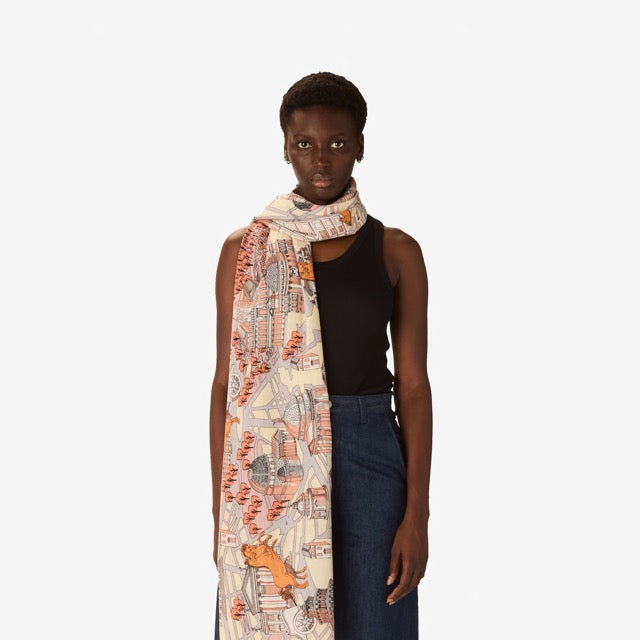 Rome Cotton & Silk Scarf in Powder - Inoui Editions