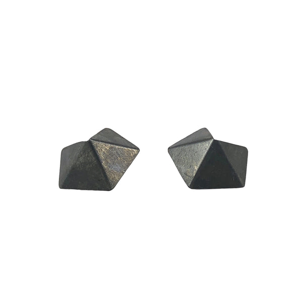 Hexagon Oxidised Silver Studs - Ananda Ungphakorn