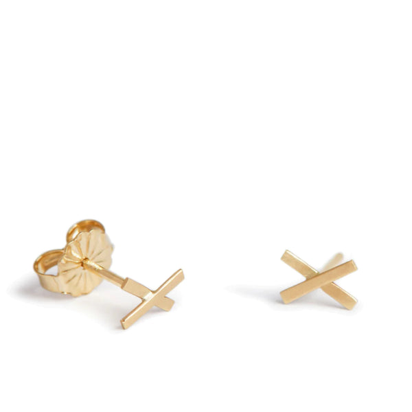 Wee X Studs in 14ct gold - Carla Caruso