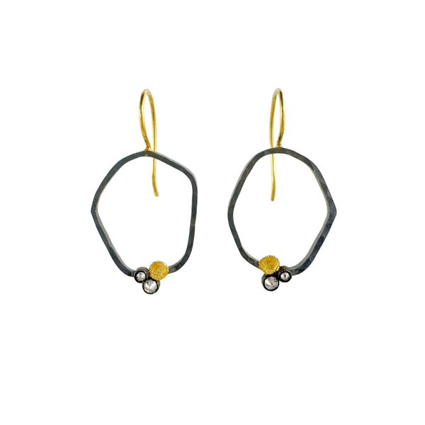 Irregular Circle and Diamond Earrings - Tap by Todd Pownell