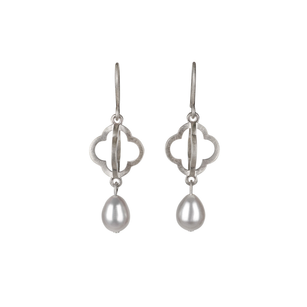 Four Directions Silver & Pearl Earrings - Kate Alterio