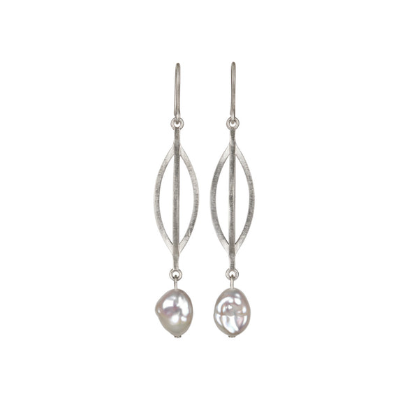 Framework Silver & Pearl Earrings - Kate Alterio