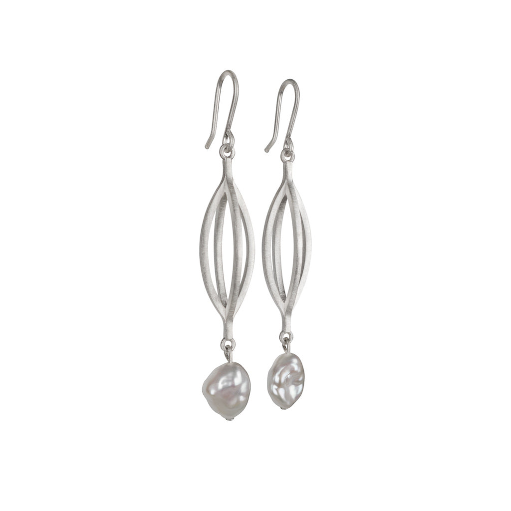 Framework Silver & Pearl Earrings - Kate Alterio