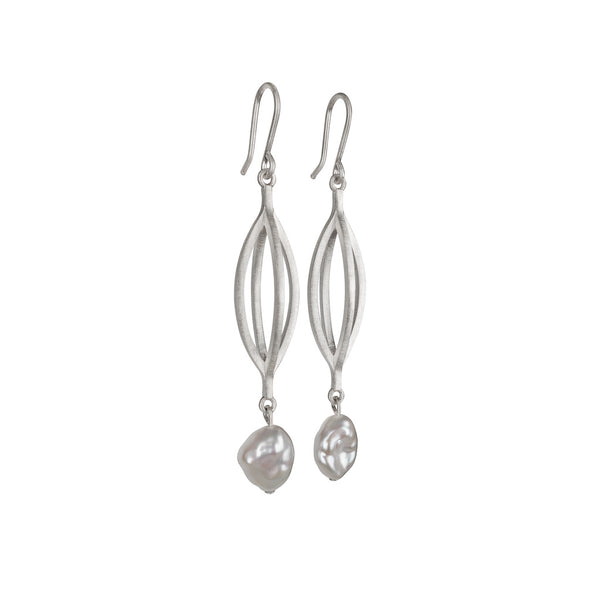 Framework Silver & Pearl Earrings - Kate Alterio
