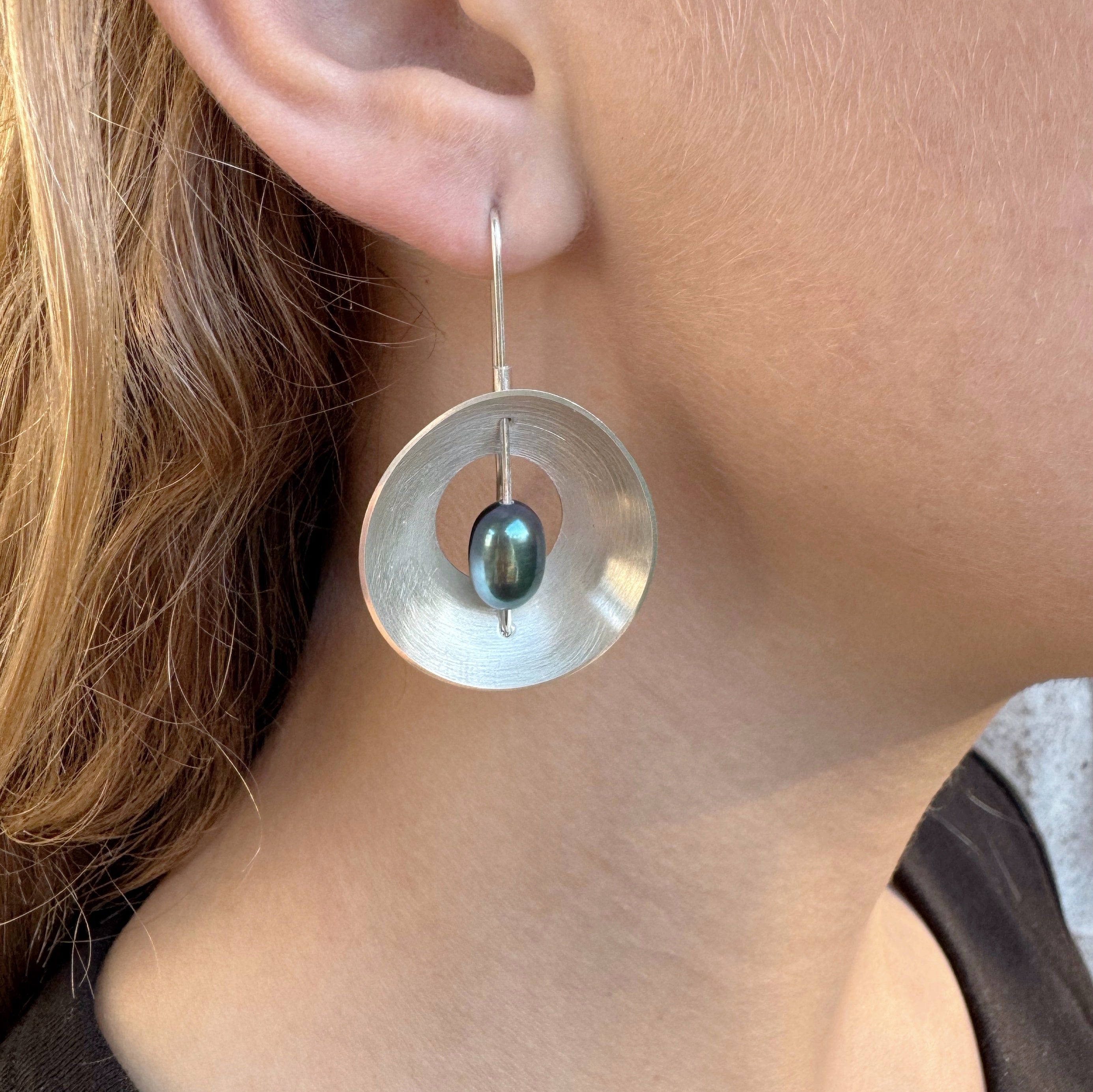 Periwinkle Pearl & Silver Earrings -  Katheryn Leopoldseder