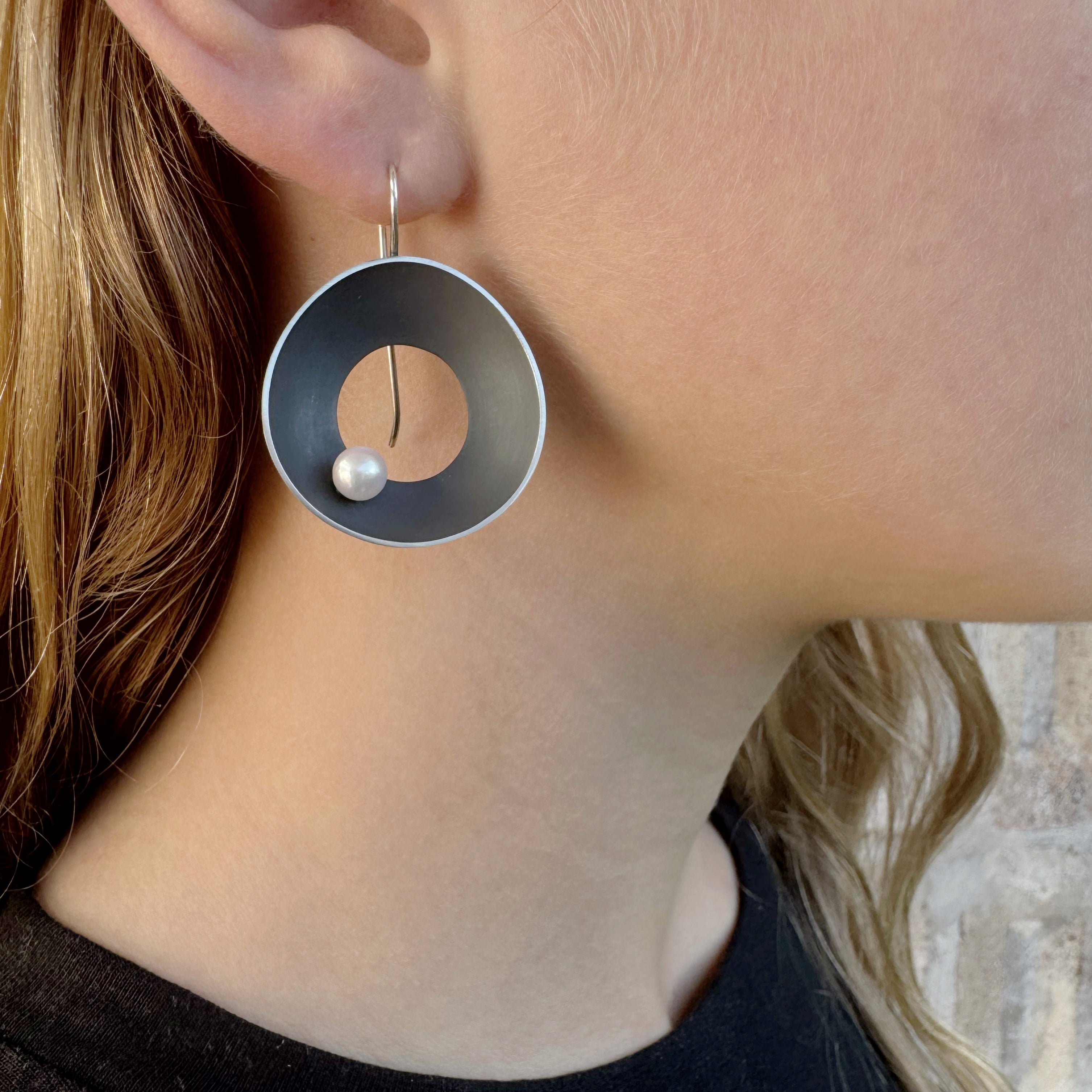 Large Open Sea Dish Oxidised Earrings -  Katheryn Leopoldseder