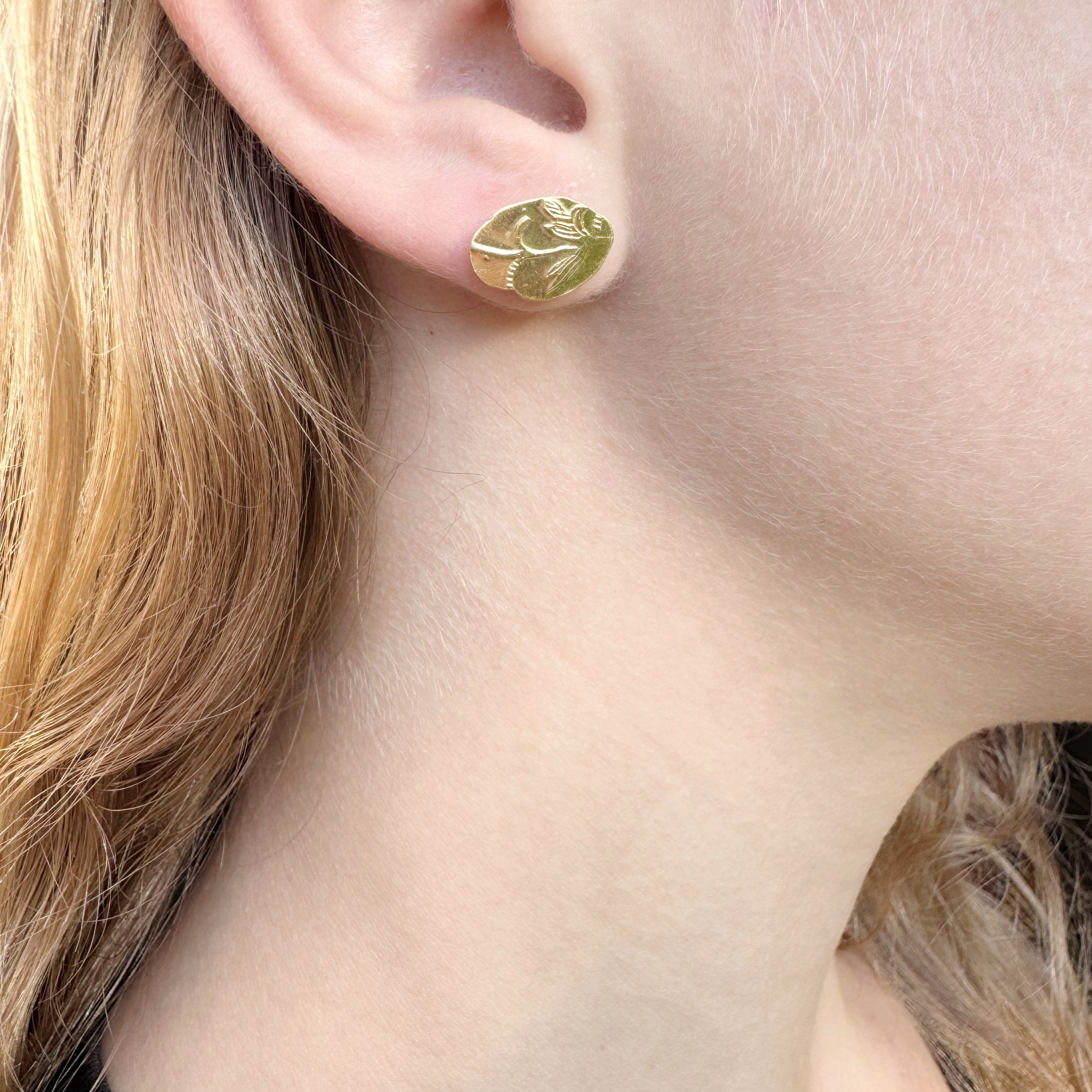 Large Golden Keepsake Studs - Cynthia Nge