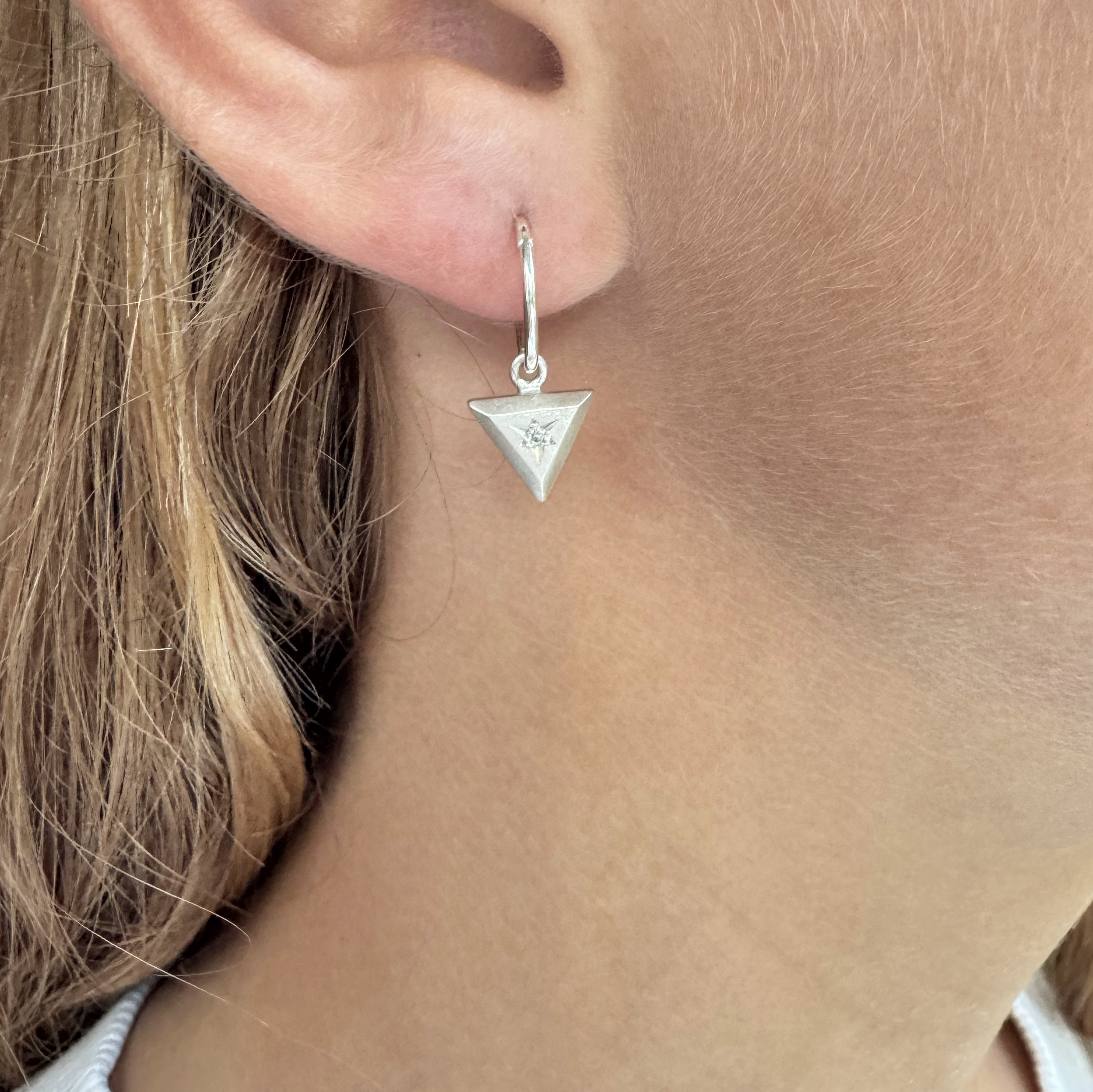 Diamond Charm Silver Earrings - Emma Jane Donald