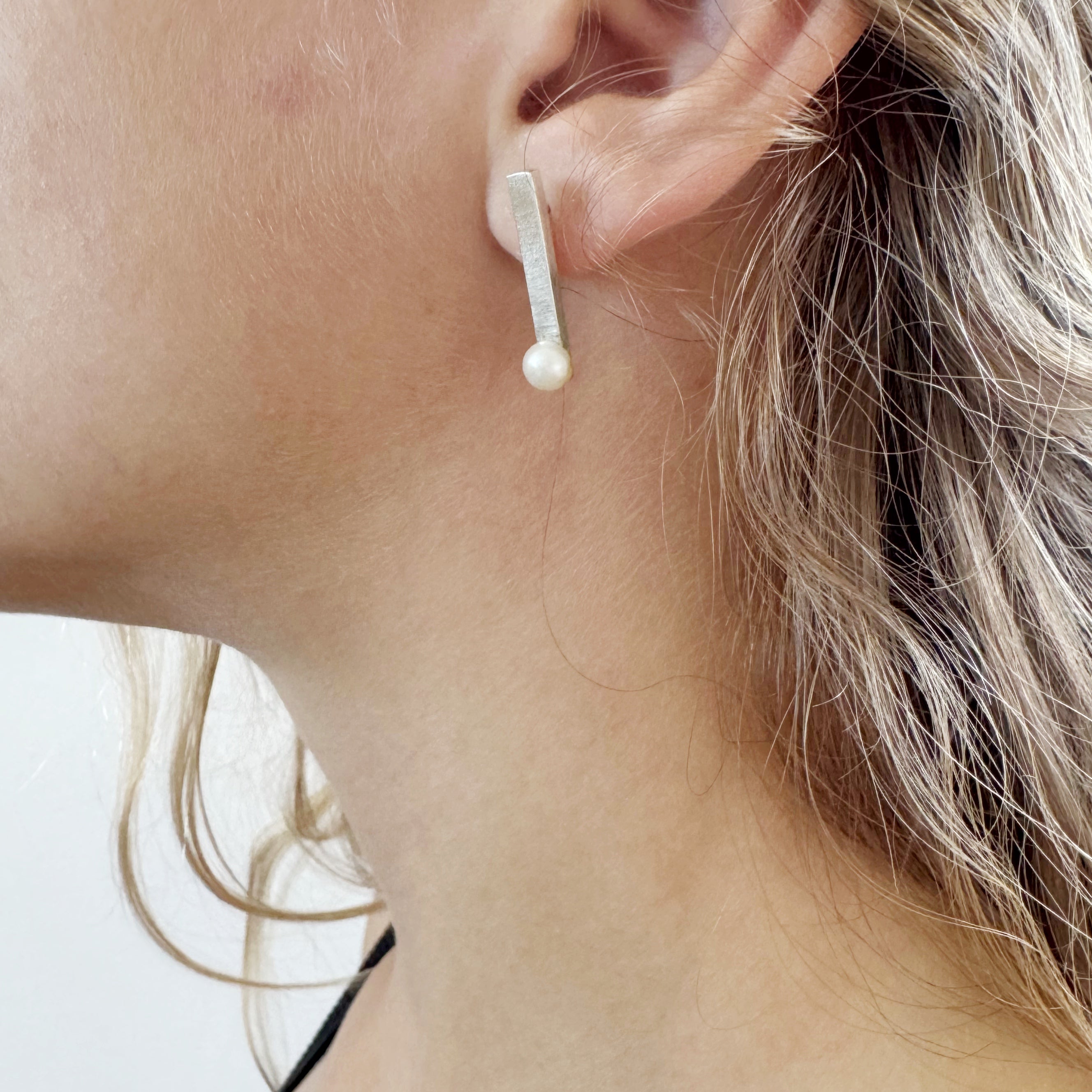 Pearl Stick Stud Earrings - Ari Athans