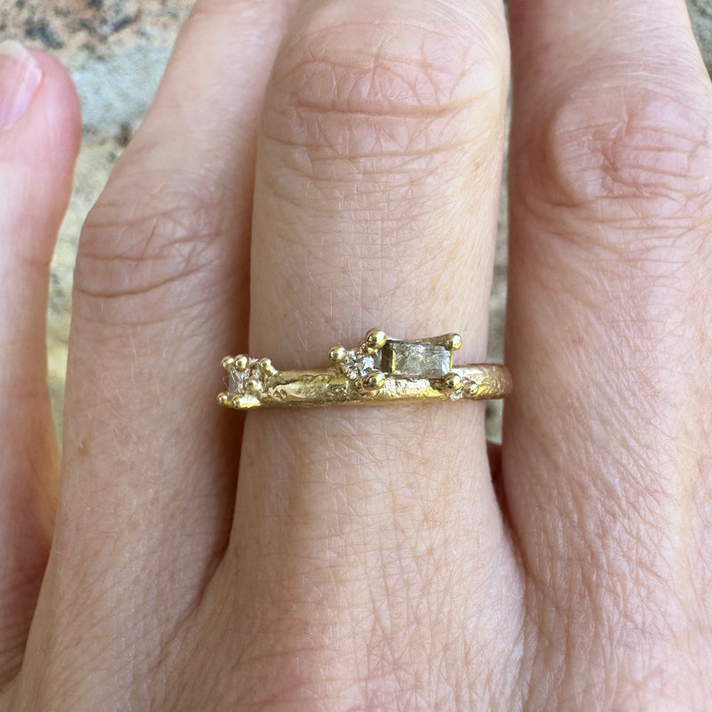 Half Round Band with Mixed-Cut Diamonds and Granules - Ruth Tomlinson