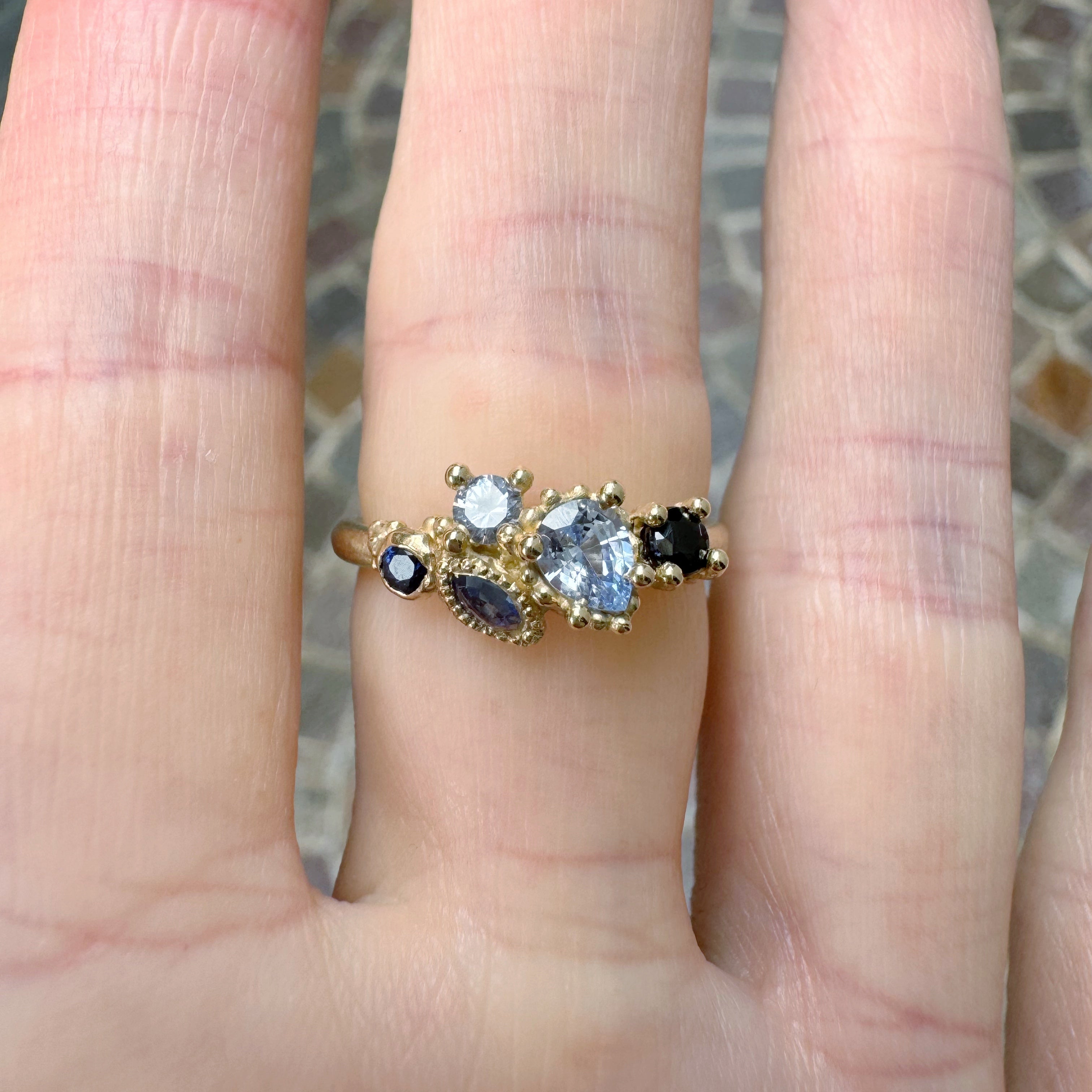 Mixed Cut Sapphire Cluster Ring - Ruth Tomlinson
