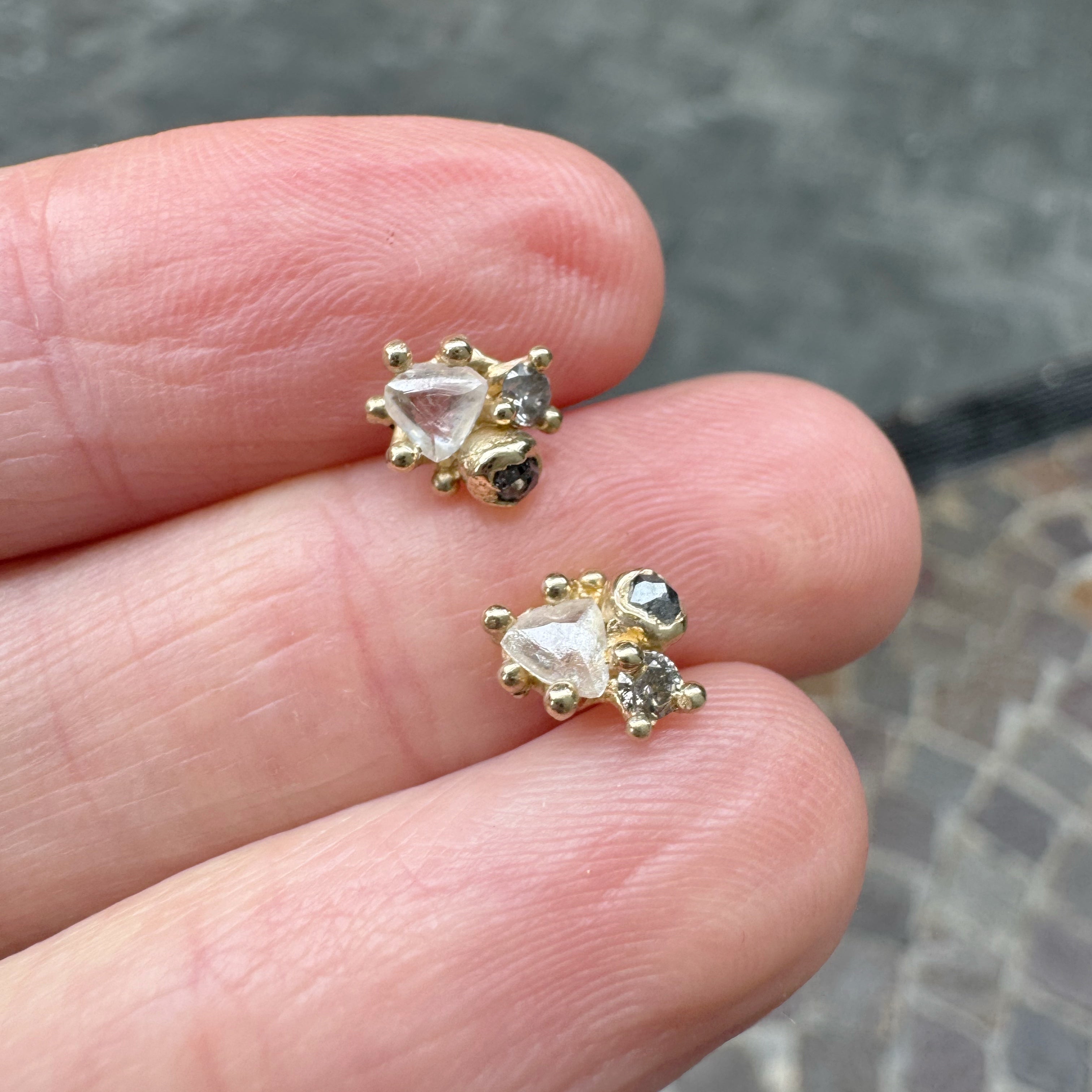 Raw Diamond Cluster Studs - Ruth Tomlinson
