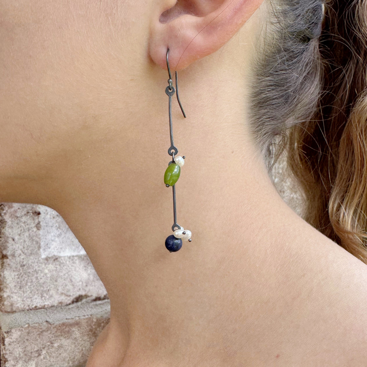 Sen Tsugi Tsugi Pearl & Gemstone Earrings - Kaoru Rogers