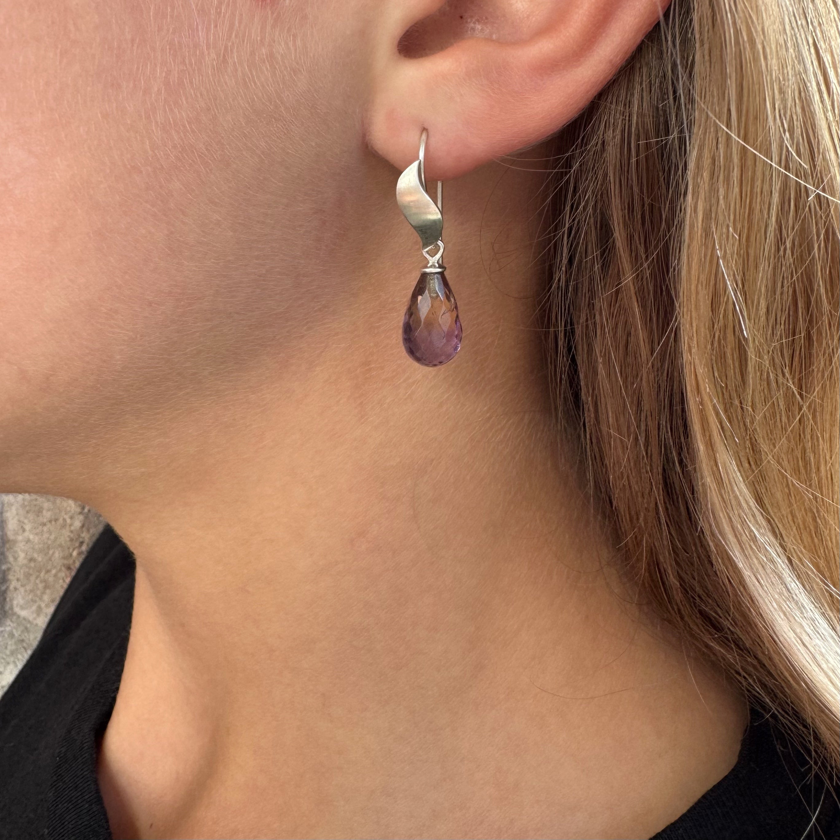 Ametrine Briolette Drop Earrings - Catherine White