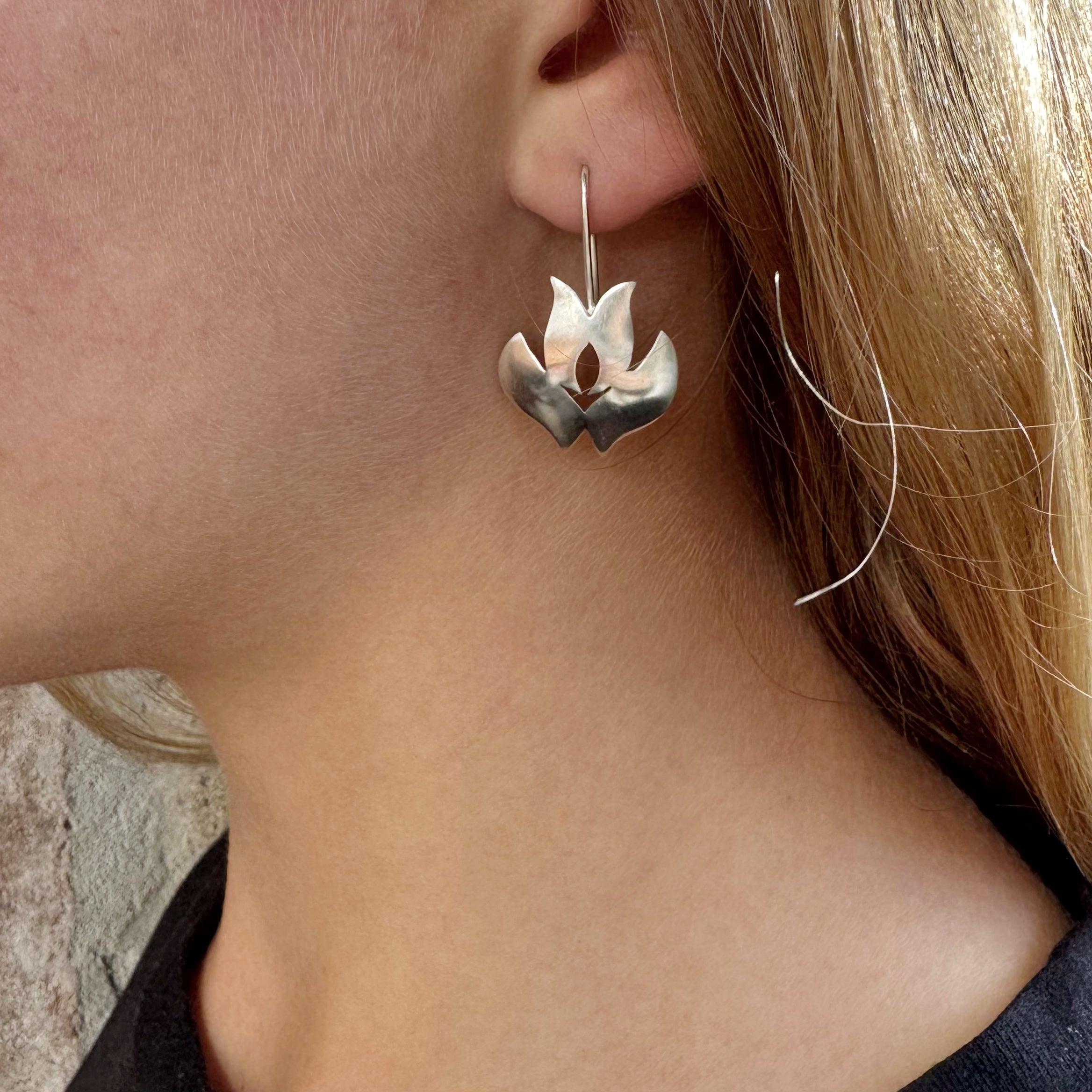 Tulip Silver Earrings - Catherine White