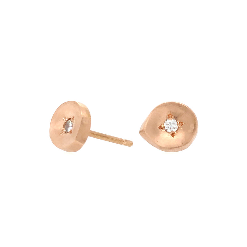 Picked Petal Diamond and Rose Gold Studs - Leah Abercrombie