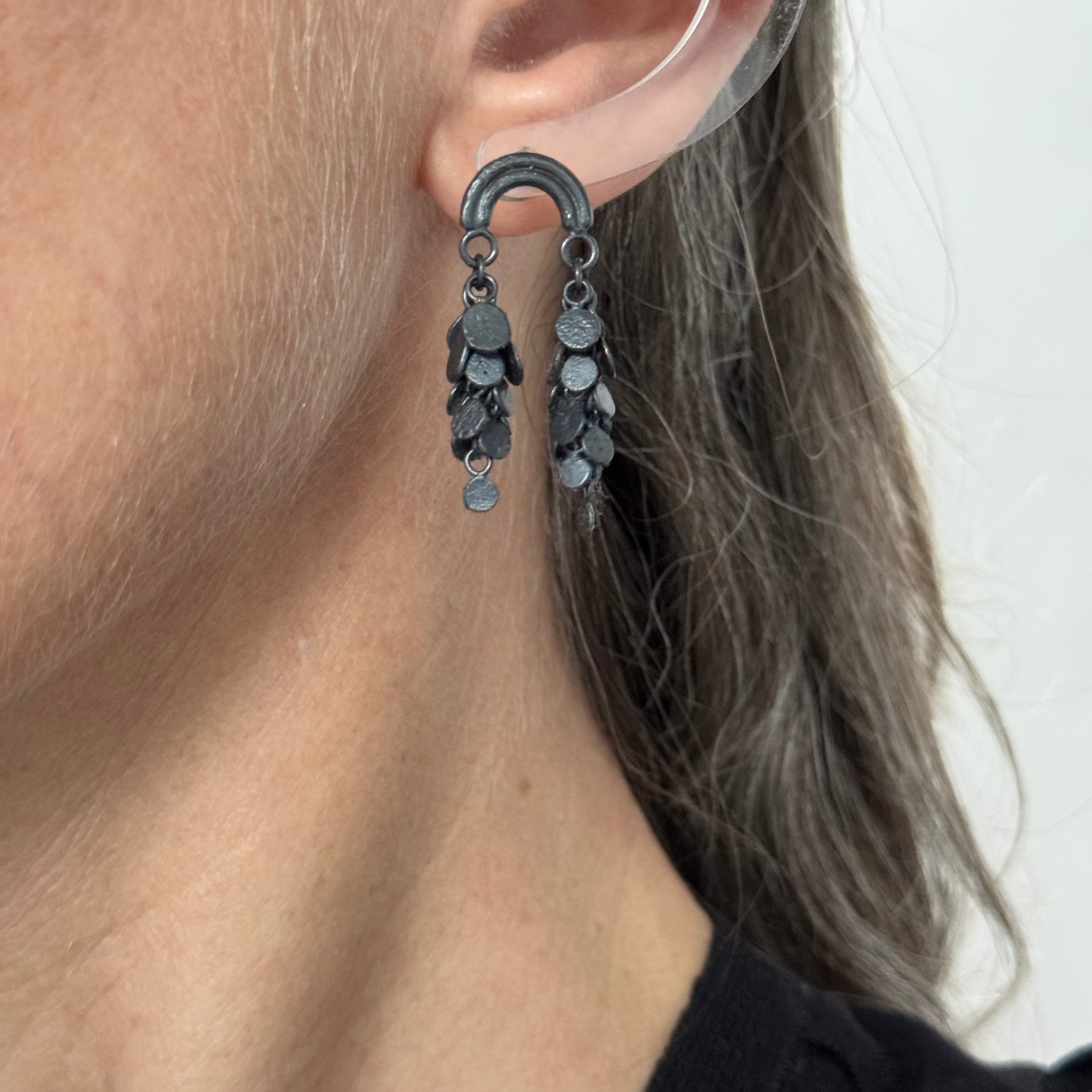 Sun Shower Oxidised Silver Earrings - Virginia Sprague