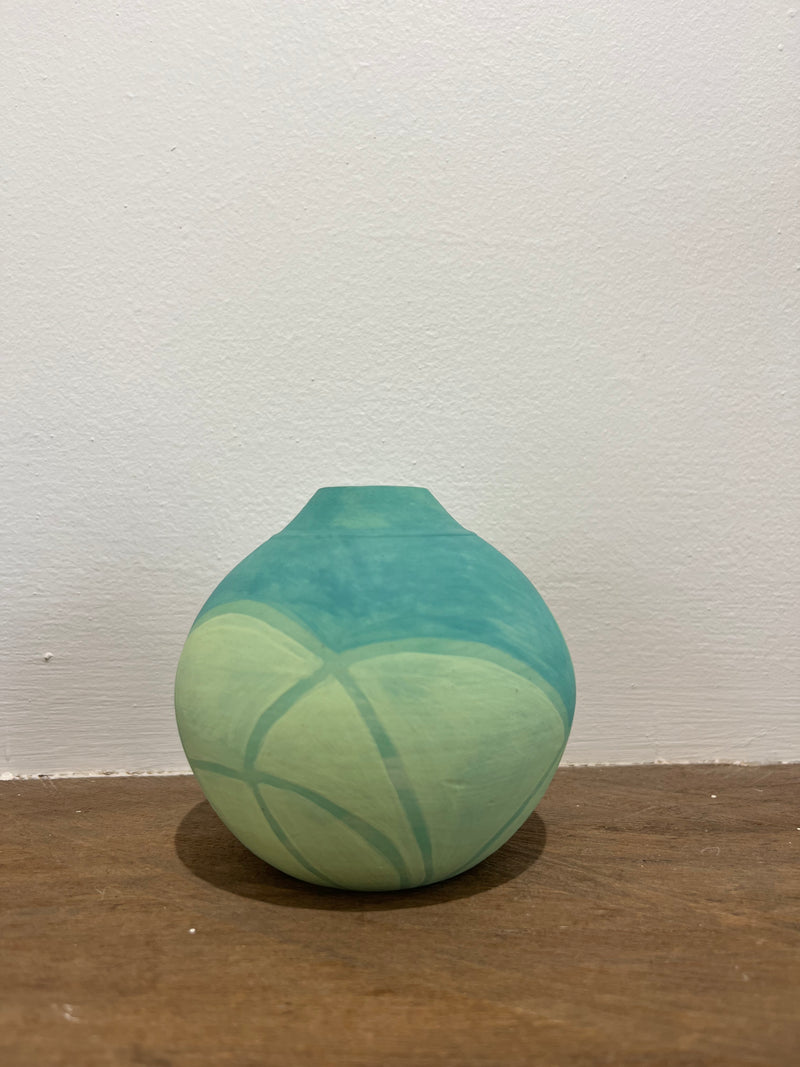 Short Green geometric vessel - Chrystie Longworth