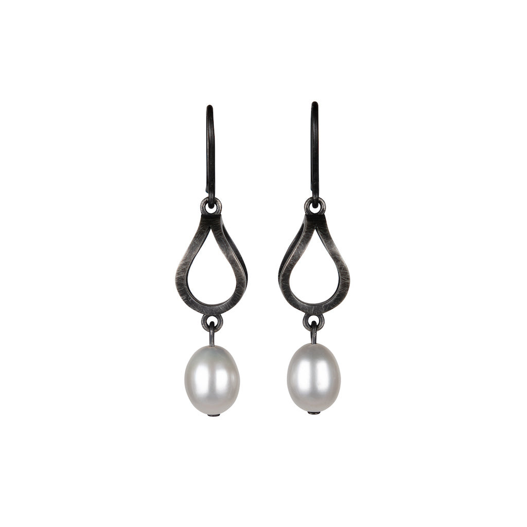 Illusions Oxidised Silver & Pearl Earrings - Kate Alterio