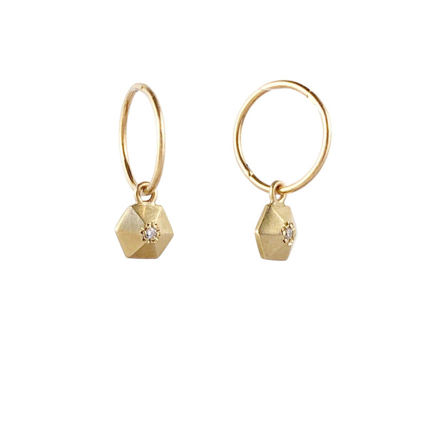 Hexagon Diamond Charm Earrings - Emma Jane Donald