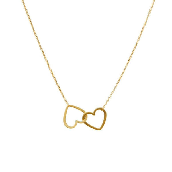 Double Mini Heart Necklace in 14ct gold - Carla Caruso