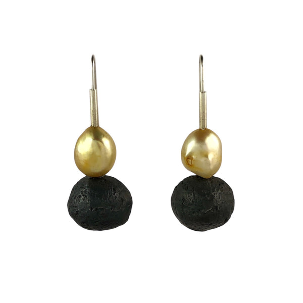 Seed Pod & Yellow Pearl Earrings - Ari Athans