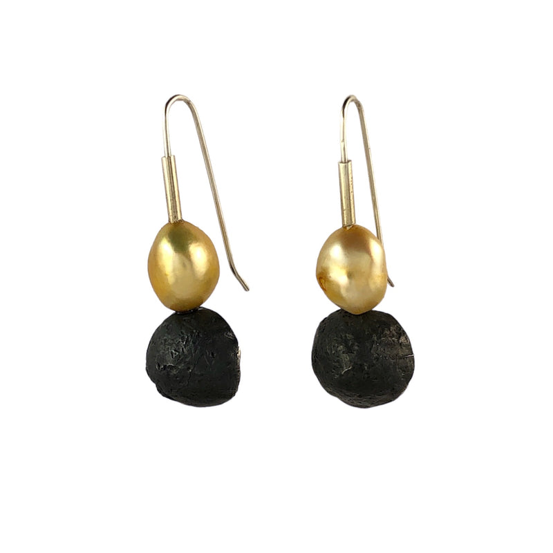 Seed Pod & Yellow Pearl Earrings - Ari Athans