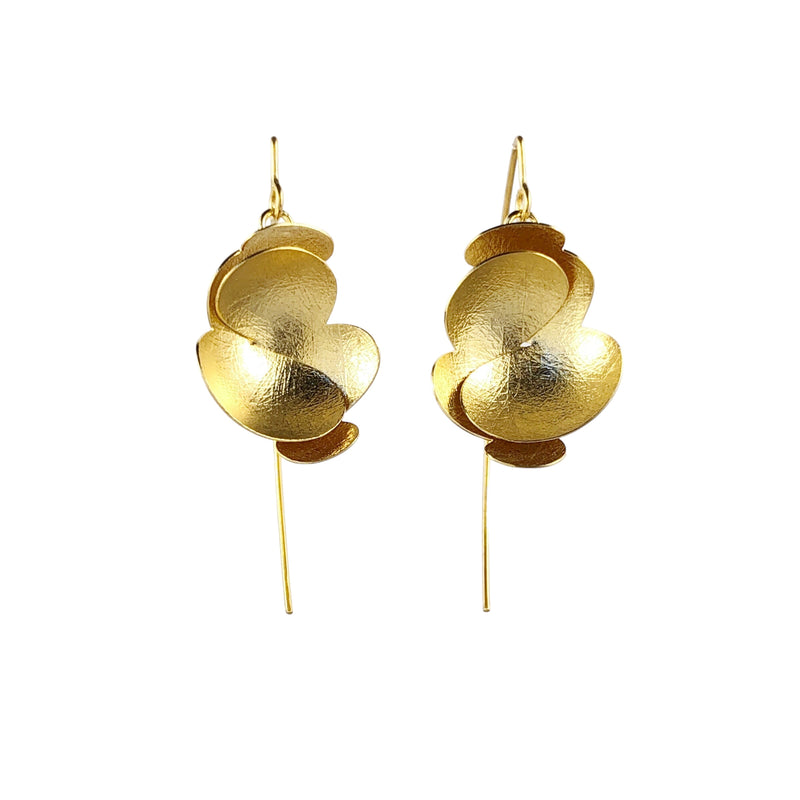 Lily Pad Gold Dangle Earrings - Tip to Toe